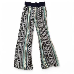 Joe B by Joe Benbasset Women's Boho Wide Leg Navy BluePrinted Rayon Pants